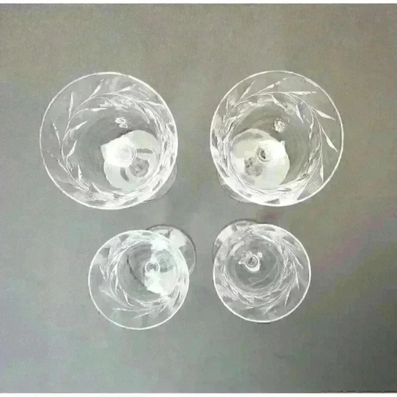 Vintage Libbey Rock Sharpe Laurel Wreath Champagne Coupes & Wine Glasses Set (4) - Picture 3 of 4